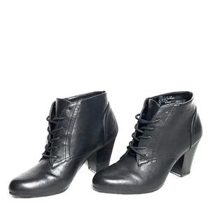 White Mountain Gleam Lace Heel Booties Black 6.5